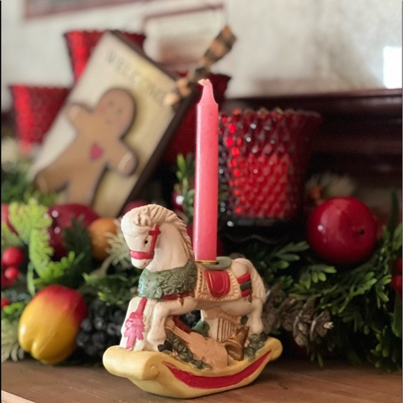 Vintage Christmas Carousel Horse Candle holder - Picture 2 of 6
